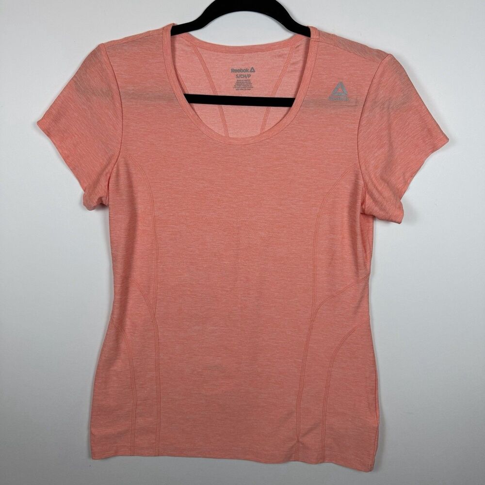 Reebok Women's Athletic T-Shirt Size S Peach Heathered Short Sleeve Crew Neck
